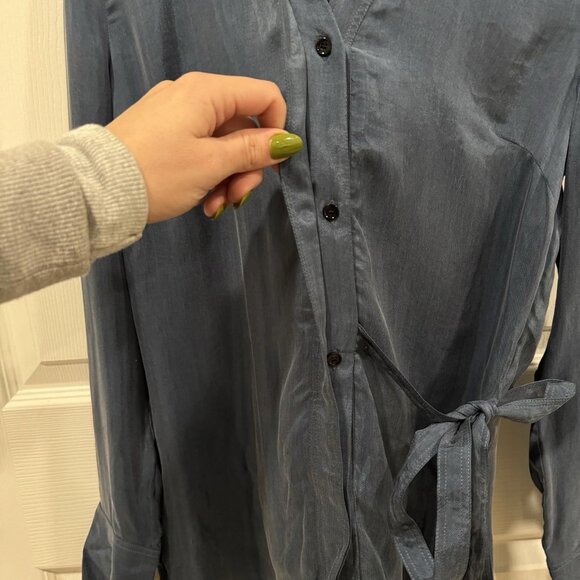 Sandro Women's Blue 100% Cupro (20” Pit To Pit) M? See Photos Wrap Flowy - Picture 5 of 13